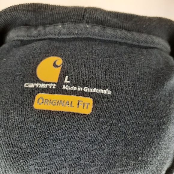Carhartt navy tee short sleeve t-shirt logo pocket men's size Large original fit - Picture 7 of 9